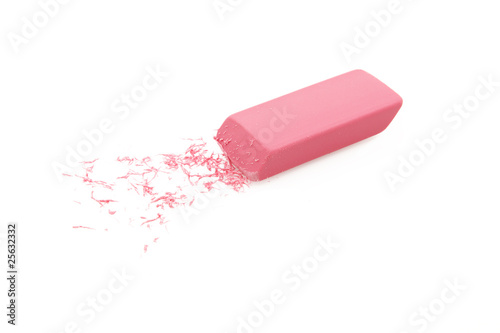 Pink Eraser Isolated On White photo