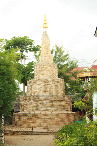 Pagoda made of Bamboo , Wat Pantao, Chiang Mai, thailand photo