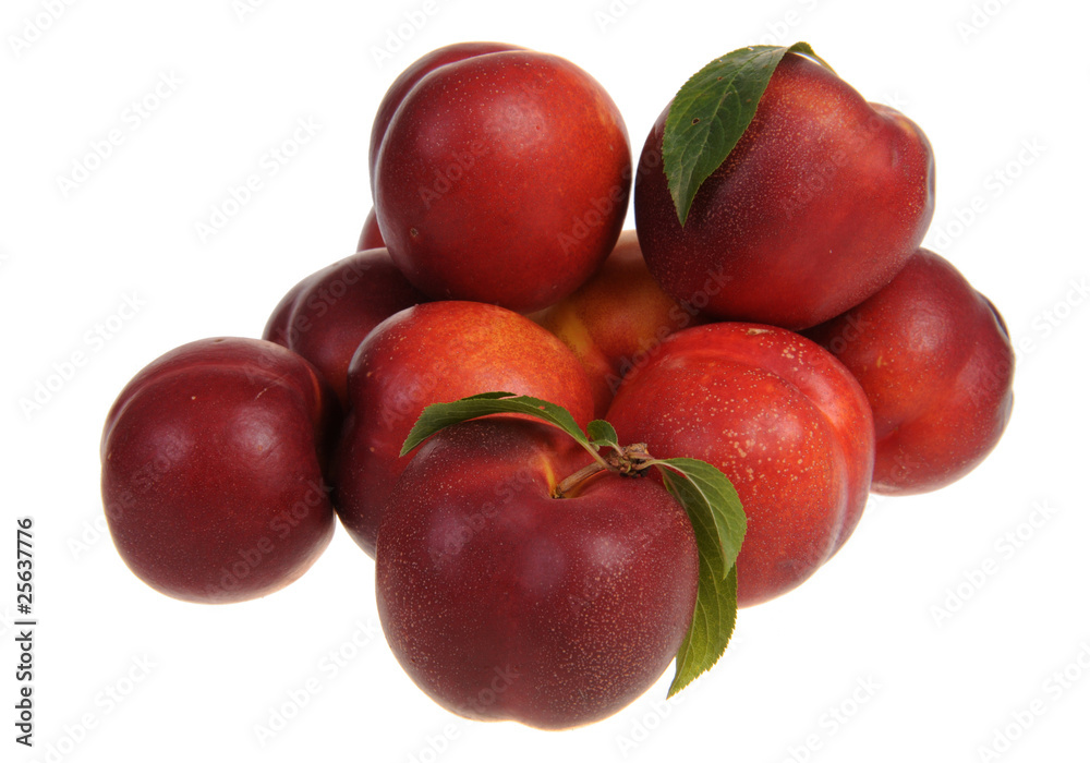 Fresh nectarines isolated on white background Fresh nectarines isolated on white background