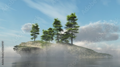 Der  baumbewachsene Felsen im Nebelmeer © Gerd Wolf