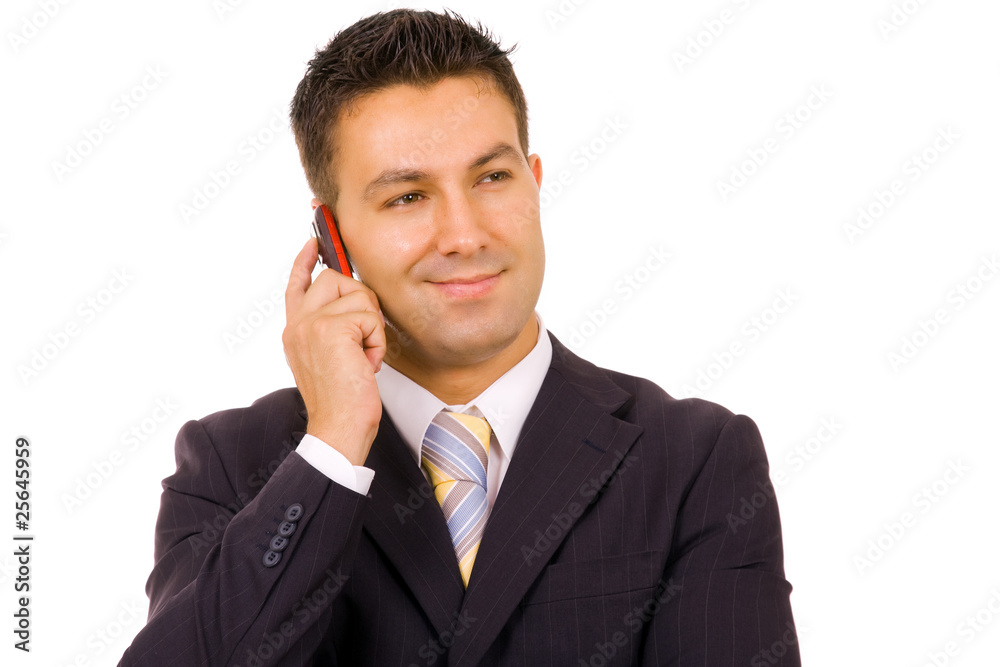 young business man on the phone, isolated on white young business man on the phone, isolated on white