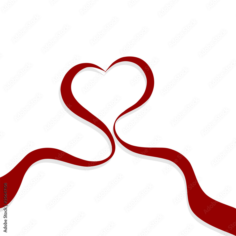 Abstract red heart from red ribbon