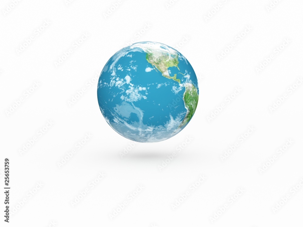 Earth model on white background with shadow Earth model on white background with shadow