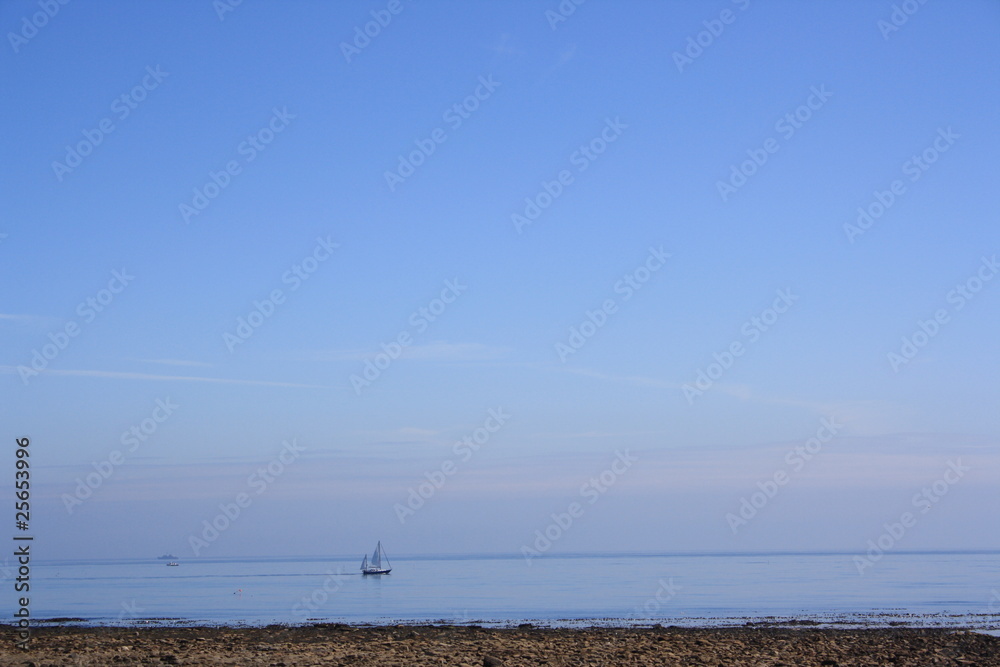 Solitary Boat on a Calm Sea