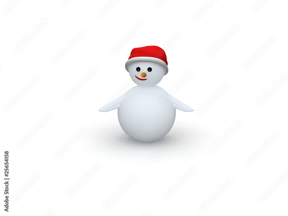 snowman with Santa Claus hat isolated on white background snowman with Santa Claus hat isolated on white background