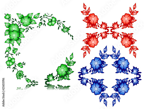 set of floral elements for design