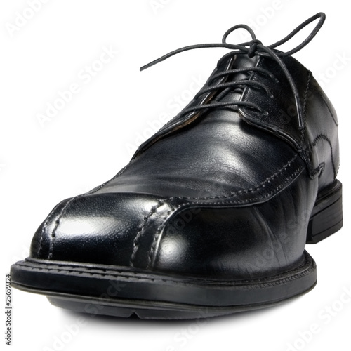 Classic men's black club shoe isolated macro closeup © Brilt