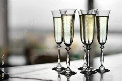 Five glasses of champagne