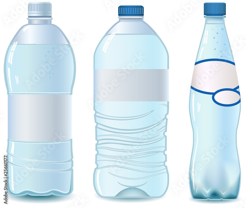 Three Empty plastic bottle. Vector. No transparency