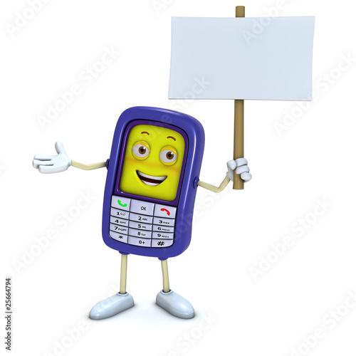 mobile phone holding blank board photo