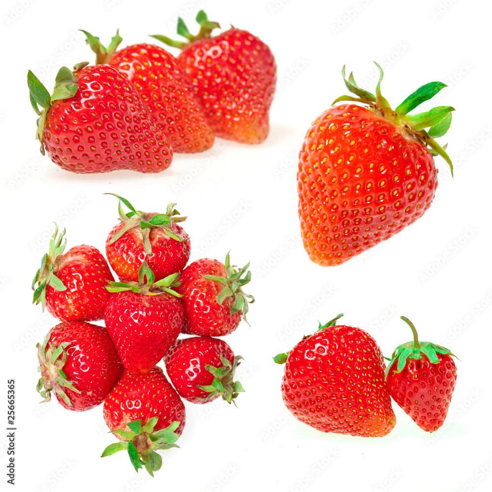 strawberries set isolated on white strawberries set isolated on white