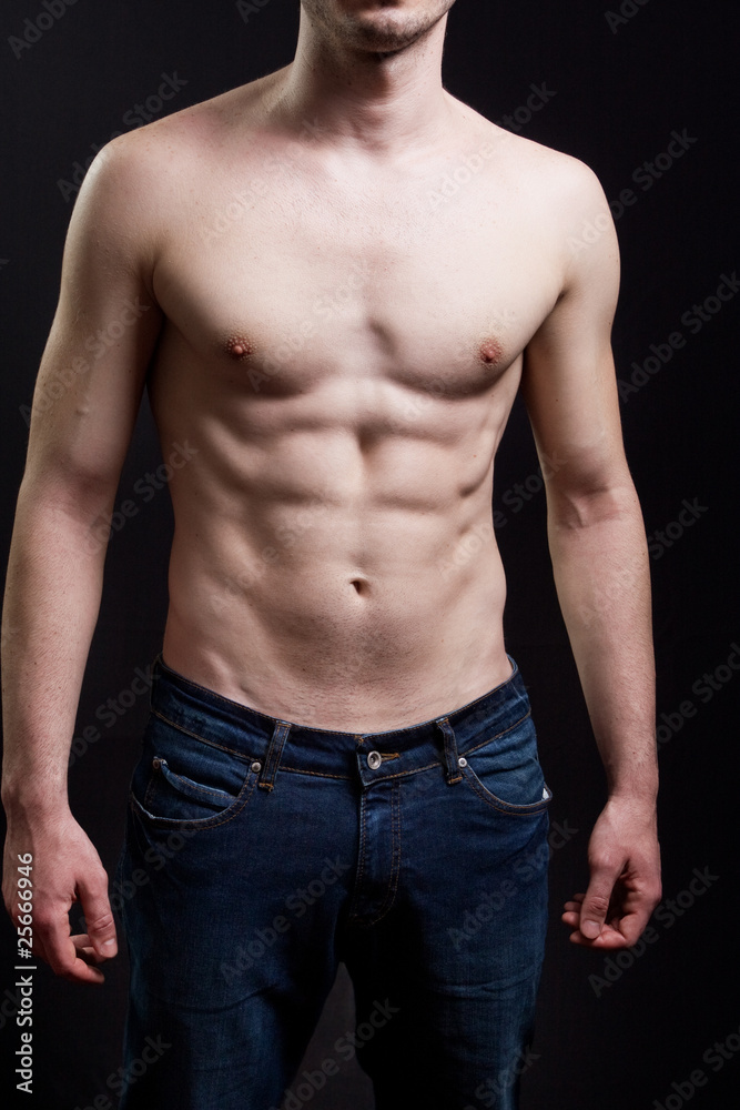 Abdomen of man with muscular sexy body