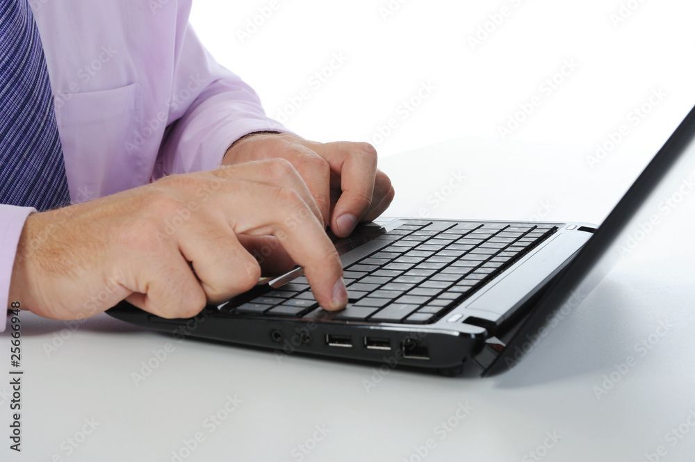 Hands on the laptop keyboard. Hands on the laptop keyboard.