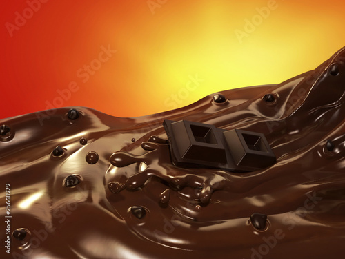 Crema di cioccolato fuso con granella photo