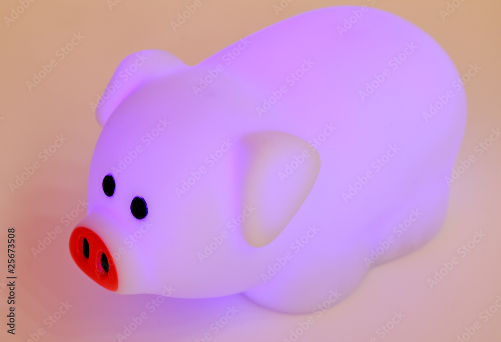 veilleuse cochon fluorescent rose Stock Photo | Adobe Stock