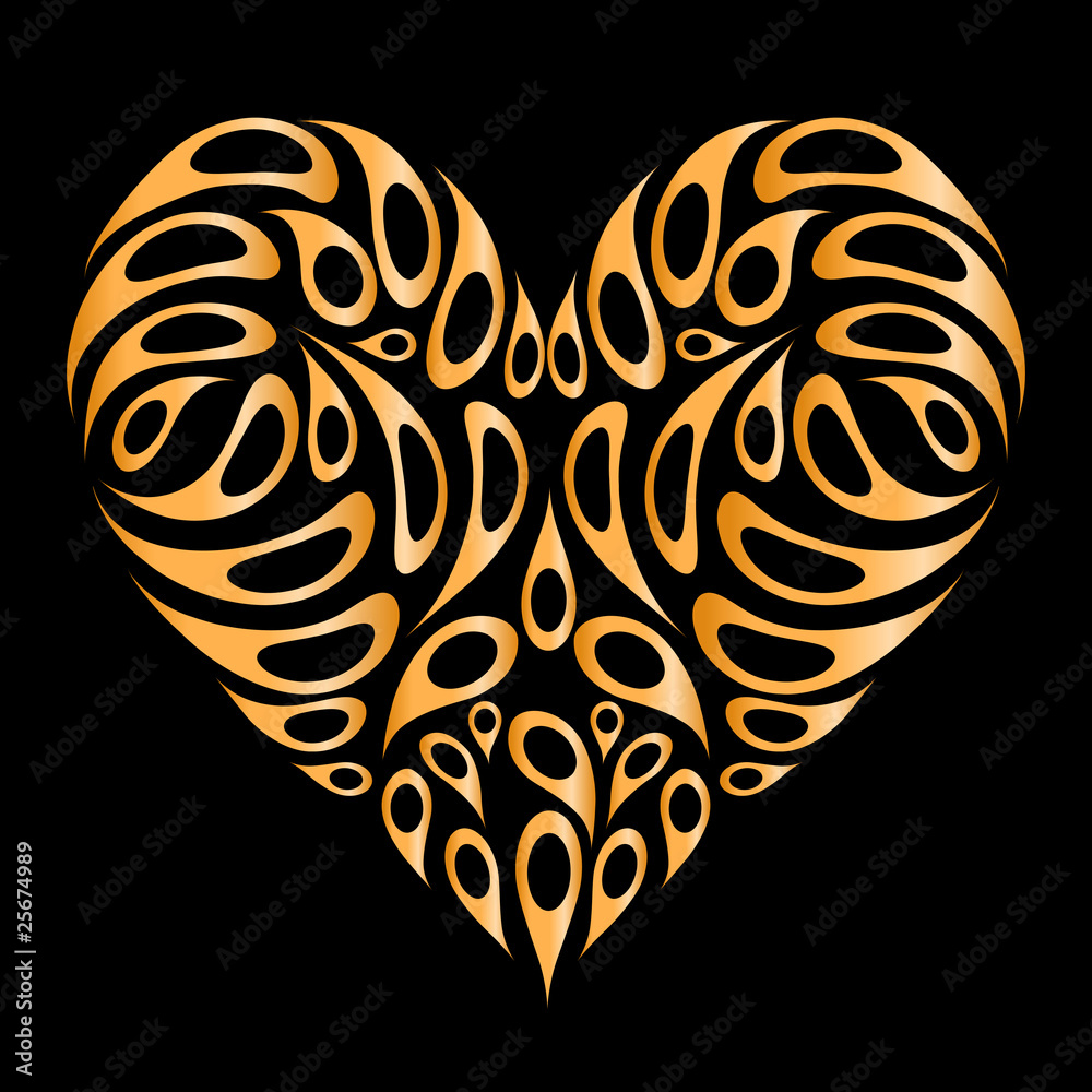 Fototapeta premium Heart shape golden on black for your design