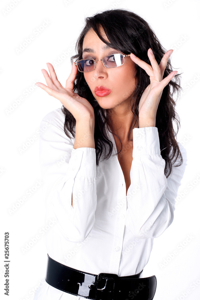 sexy businesswoman with glasses isolated on white sexy businesswoman with glasses isolated on white