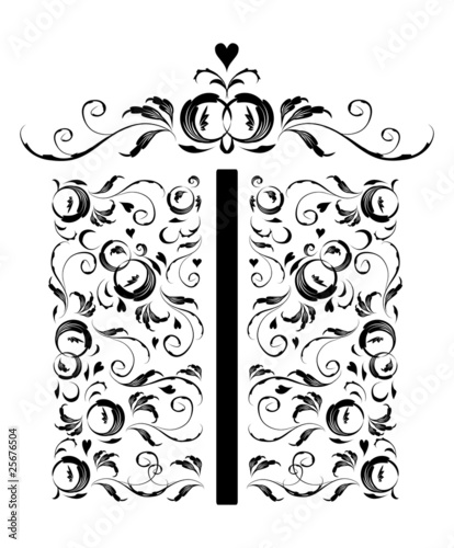 Gift box stylized, floral ornament design