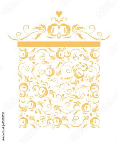 Golden gift box stylized, floral ornament design