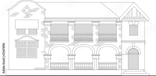 restaurant hotel building facade drawing
