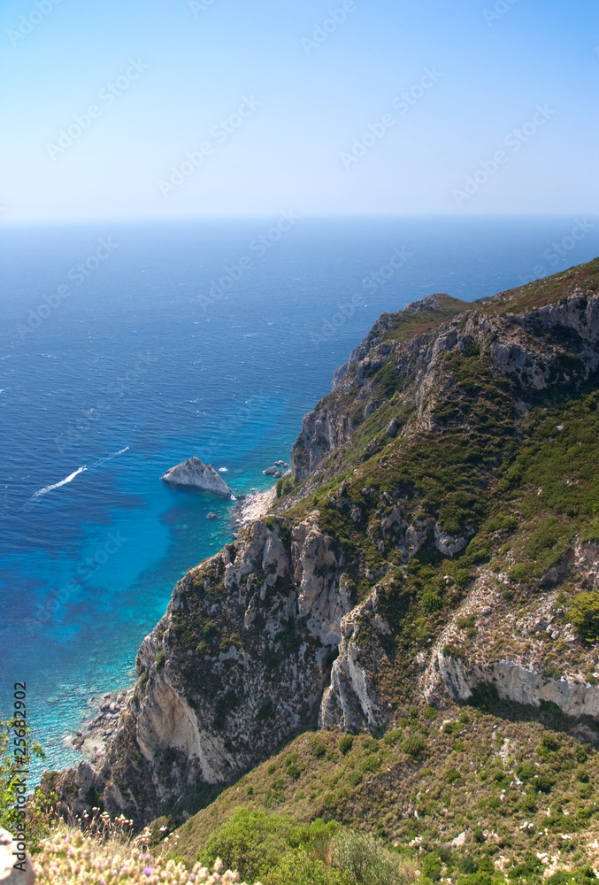 Fototapeta premium Sea cliff view, Corfu, Greece