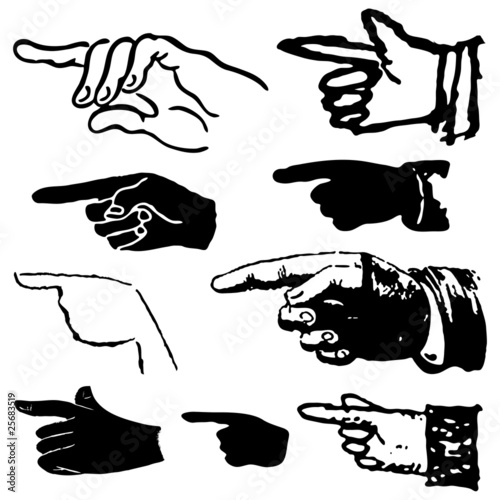 Collection set of hand gestures pointing. Vector illustration