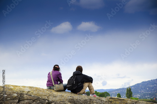 Couple holiday with backpack