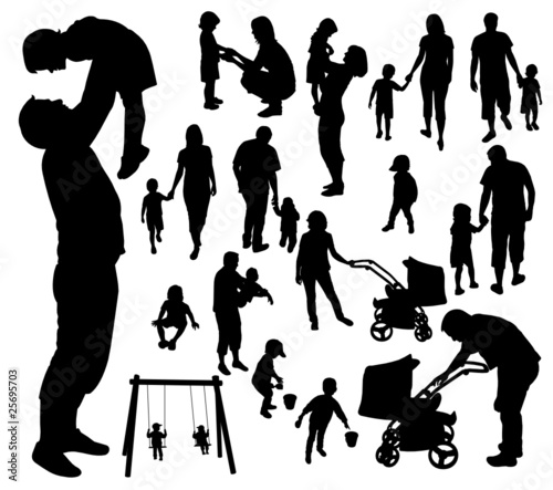 Set of family silhouettes.