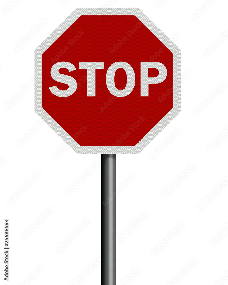 Photo realistic 'stop' sign post, isolated on white Photo realistic 'stop' sign post, isolated on white