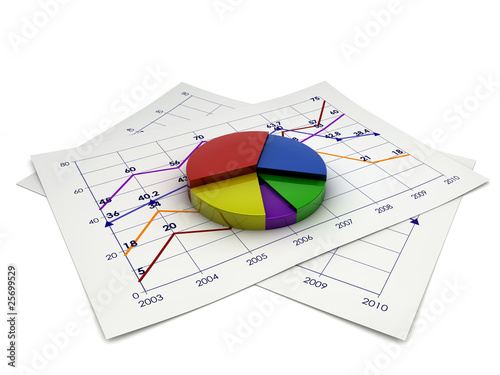 Analyzing financial diagrams and pie chart