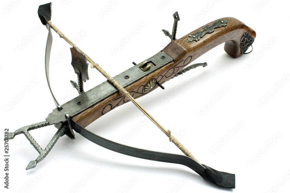 old wood crossbow isolated in white background Stock Photo | Adobe Stock