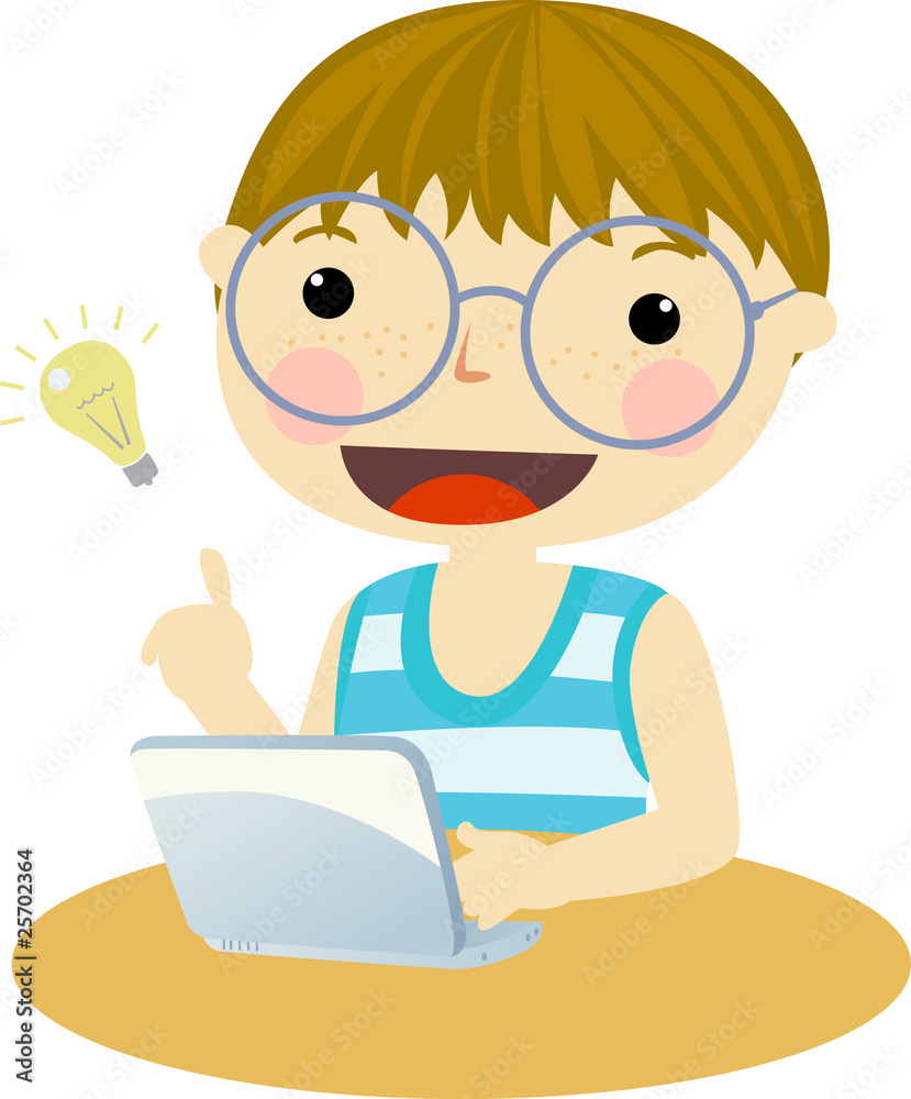 Little girl, very cute looking at computer Little girl, very cute looking at computer