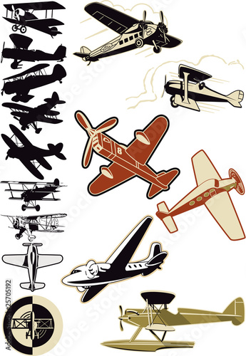 old airplane and biplane collection