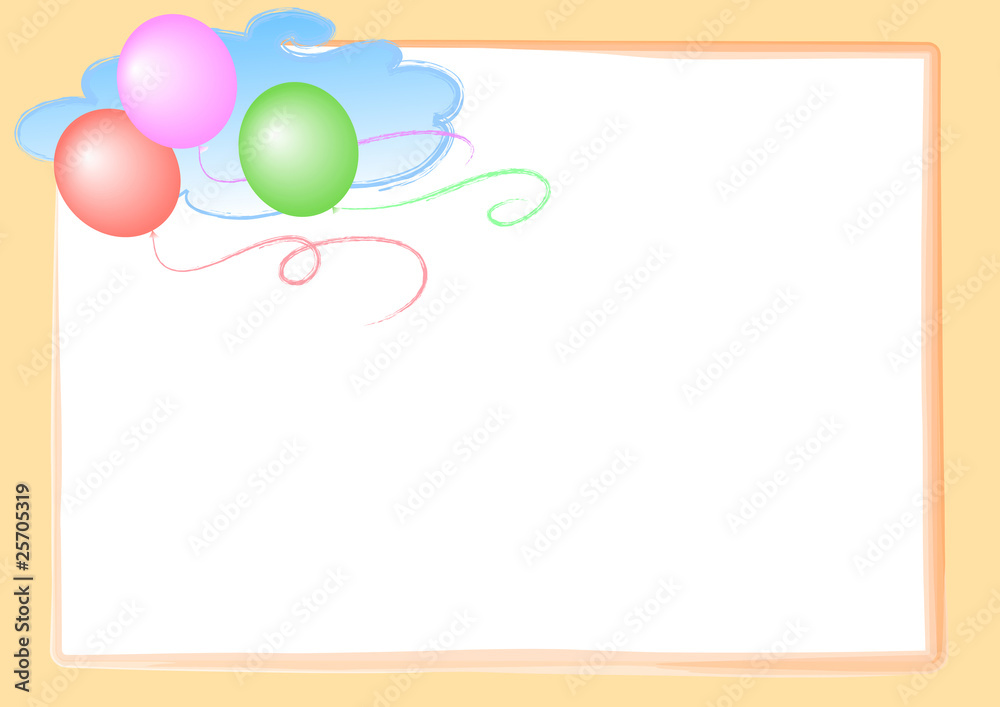 Sfondo con palloncini colorati e nuvole. Stock Illustration | Adobe Stock