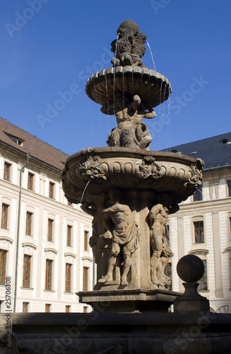 Prague - fountain on th yard of the castle