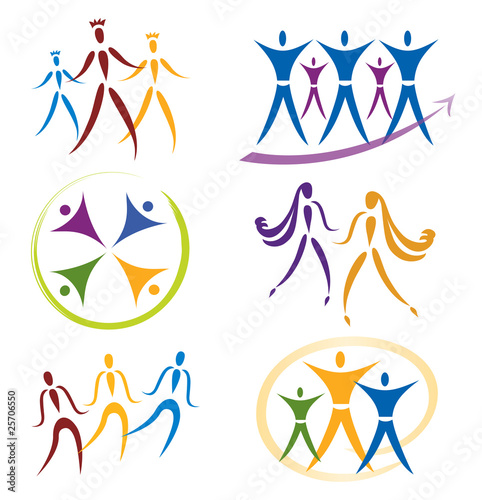 Ensemble d'Icones Communauté, Réseau, Groupe, Sport pour Logos