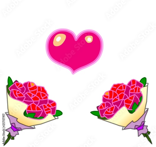 The pink hearts symbolising love between the man and the woman