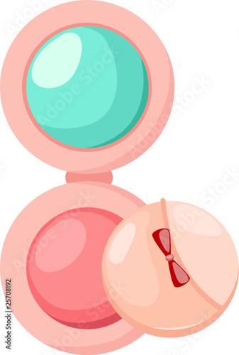 cosmetic powder compact with puff