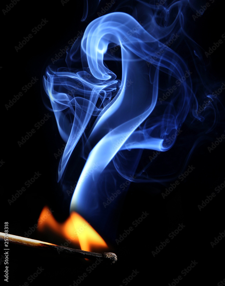 Ignition of match with smoke