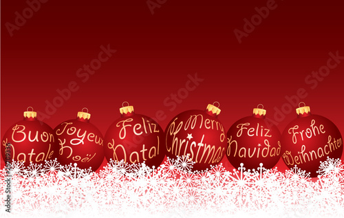 red text balls in snow
