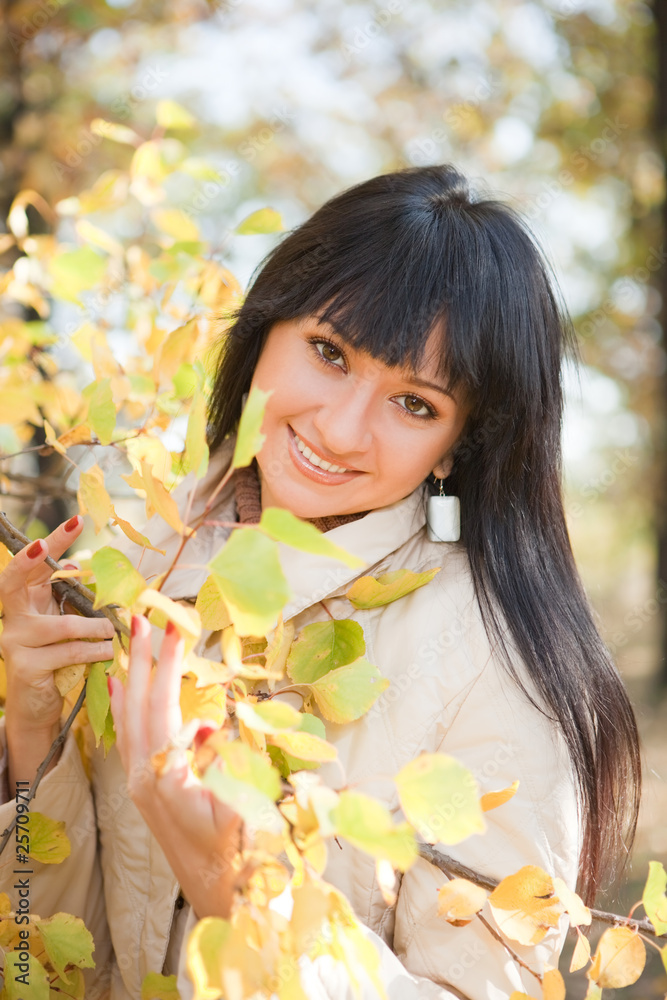 Young pretty woman in the autumn park Young pretty woman in the autumn park