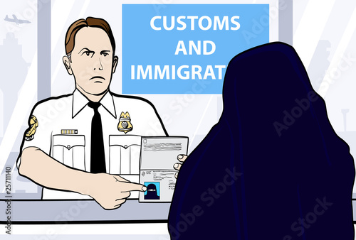passport control of woman wearing nikab