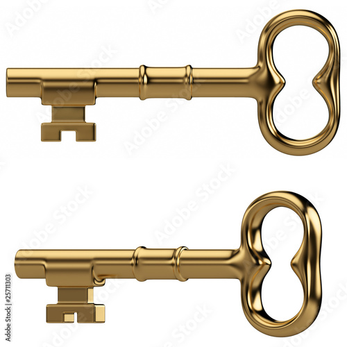 Gold key isolated