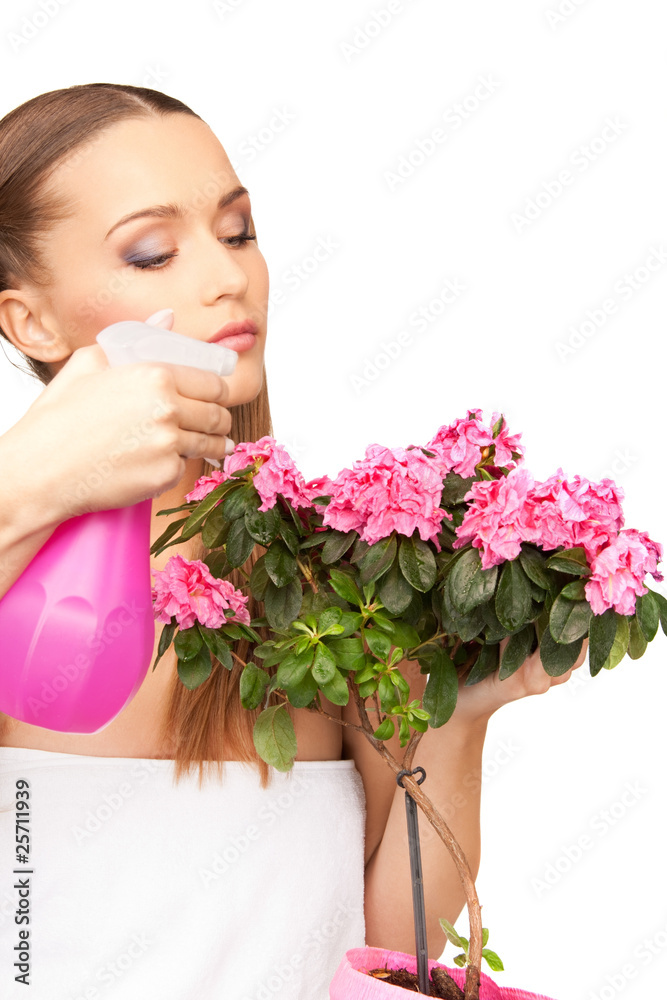 lovely housewife with flowers