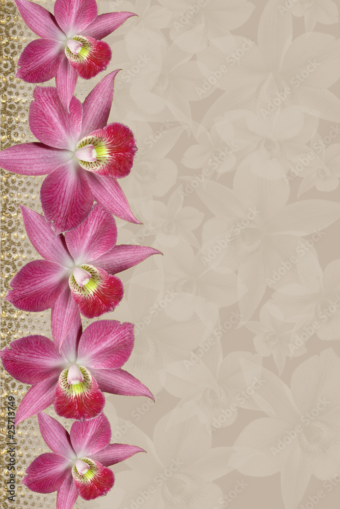Orchids background with golden elements