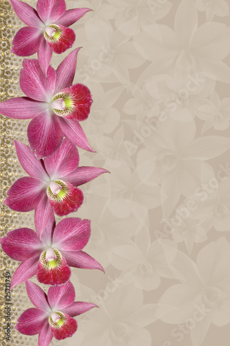 Orchids background with golden elements
