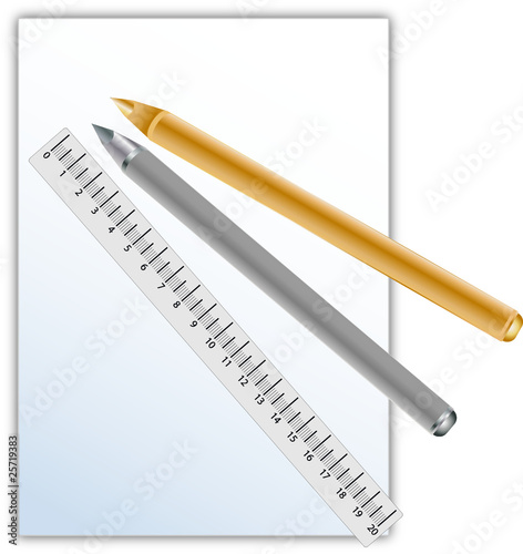 Kugelschreiber ,Lineal & Papier