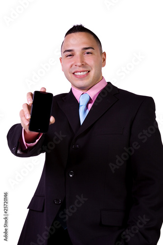 Businessman Holding a Cell Phone