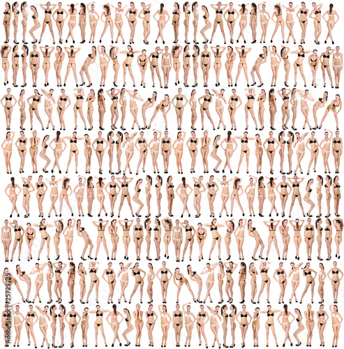 Картината върху платно Beautiful underwear model posing on a white background