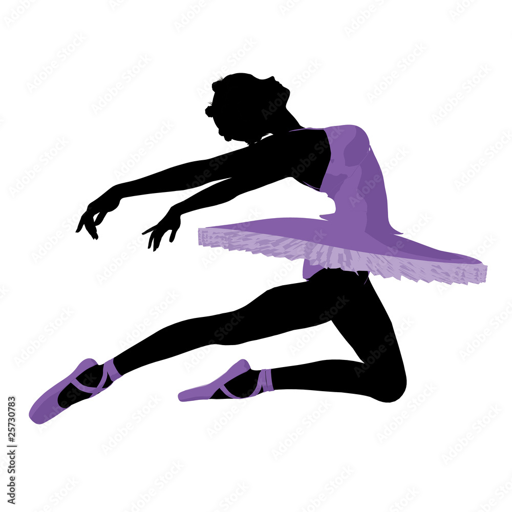 Fototapeta premium African American Ballerina ilustracja sylwetka